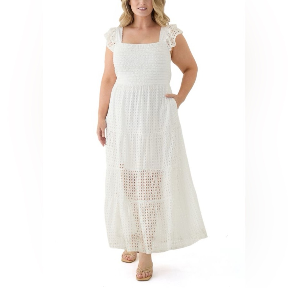 Tiered White Eyelet Summer Dress